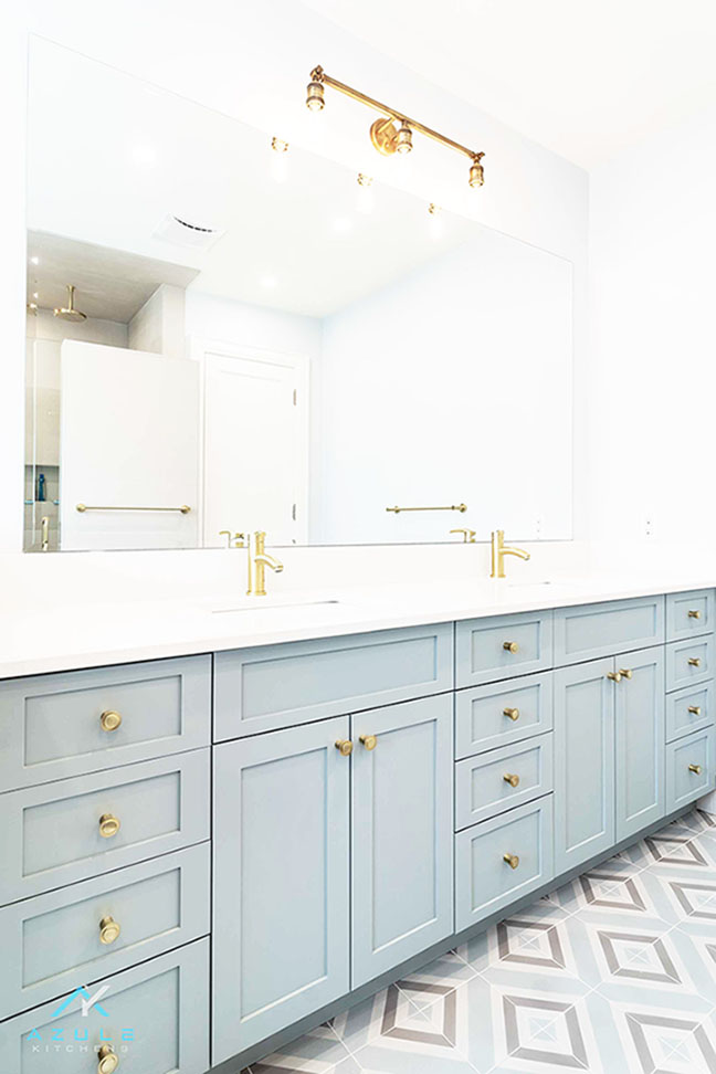 Vanity Cabinet With Brushed Gold Bright Airy Colour